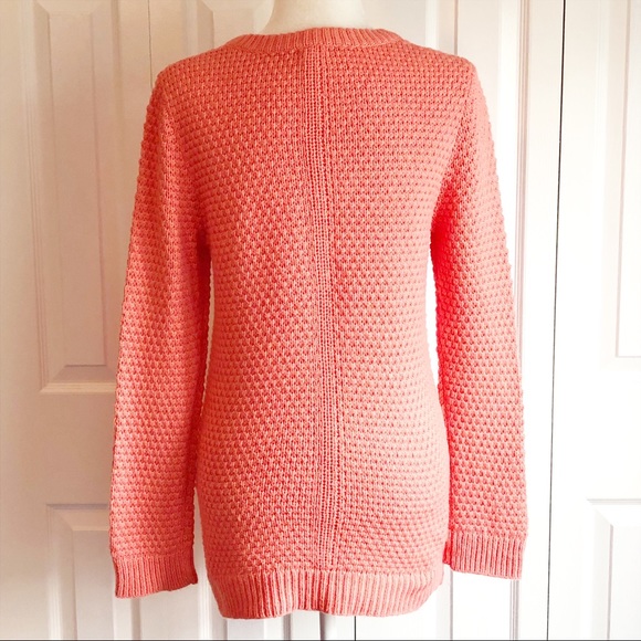 Hinge Coral Orange V-Neck Soft Wool Cashmere Blend Sweater Small - Picture 13 of 16
